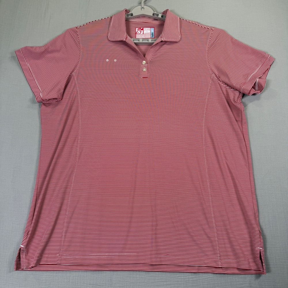 Oobe Team Style Chick-fil-A Hydrochill Polo Shirt Womens 2XL Red White Striped - Picture 2 of 6